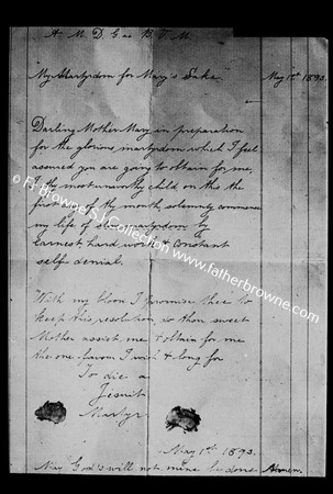 WORLD WAR 1 MESSAGE DATED 1/5/1893 FOUND ON W.DOYLE'S KIT SFTER HIS DEATH